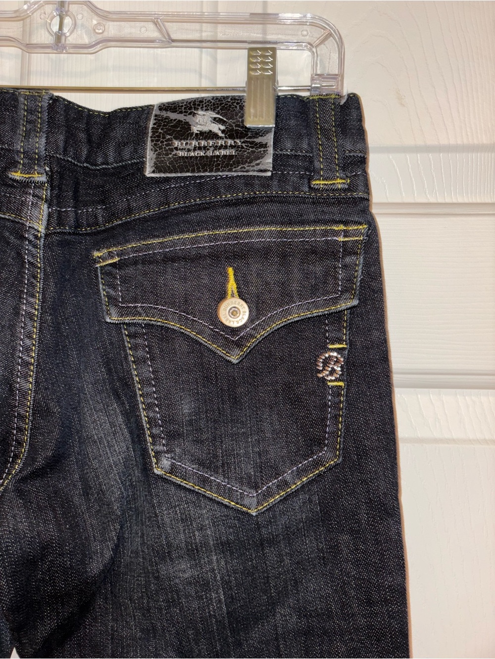 Burberry Black Label Bing Dark Indigo Denim Jeans with Yellow Stitching